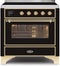 ILVE 36-Inch Majestic II induction Range with 5 Elements - 3.5 cu. ft. Oven - Brass Trim in Glossy Black (UMI09NS3BKG)