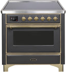 ILVE 36" Majestic II induction Range with 5 Elements - 3.5 cu. ft. Oven - Brass Trim in Matte Graphite (UMI09NS3MGG) Ranges ILVE 