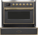 ILVE 36" Majestic II induction Range with 5 Elements - 3.5 cu. ft. Oven - Brass Trim in Matte Graphite (UMI09NS3MGG) Ranges ILVE 