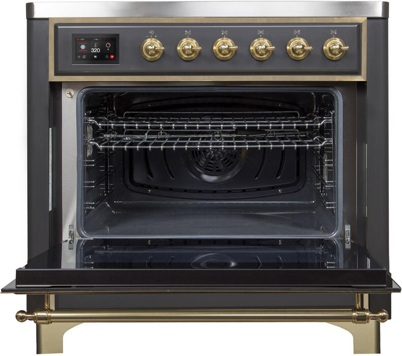 ILVE 36" Majestic II induction Range with 5 Elements - 3.5 cu. ft. Oven - Brass Trim in Matte Graphite (UMI09NS3MGG) Ranges ILVE 