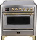 ILVE 36" Majestic II induction Range with 5 Elements - 3.5 cu. ft. Oven - Brass Trim in Stainless Steel (UMI09NS3SSG) Ranges ILVE 