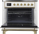 ILVE 36" Majestic II induction Range with 5 Elements - 3.5 cu. ft. Oven - Brass Trim in White (UMI09NS3WHG) Ranges ILVE 