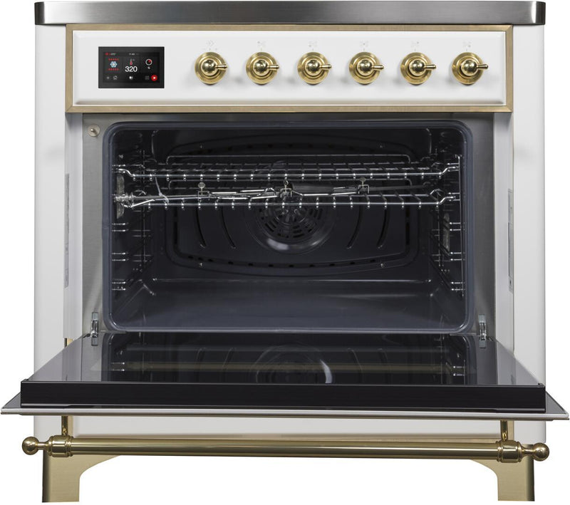 ILVE 36" Majestic II induction Range with 5 Elements - 3.5 cu. ft. Oven - Brass Trim in White (UMI09NS3WHG) Ranges ILVE 