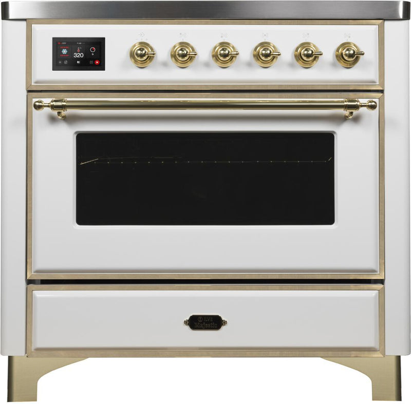 ILVE 36" Majestic II induction Range with 5 Elements - 3.5 cu. ft. Oven - Brass Trim in White (UMI09NS3WHG) Ranges ILVE 