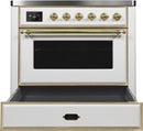 ILVE 36" Majestic II induction Range with 5 Elements - 3.5 cu. ft. Oven - Brass Trim in White (UMI09NS3WHG) Ranges ILVE 