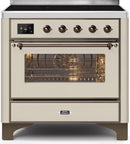 ILVE 36" Majestic II induction Range with 5 Elements - 3.5 cu. ft. Oven - Bronze Trim in Antique White (UMI09NS3AWB) Ranges ILVE 