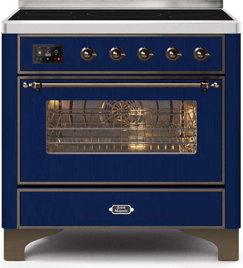 ILVE 36" Majestic II induction Range with 5 Elements - 3.5 cu. ft. Oven - Bronze Trim in Blue (UMI09NS3MBB) Ranges ILVE 