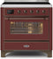 ILVE 36-Inch Majestic II induction Range with 5 Elements - 3.5 cu. ft. Oven - Bronze Trim in Burgundy (UMI09NS3BUB)