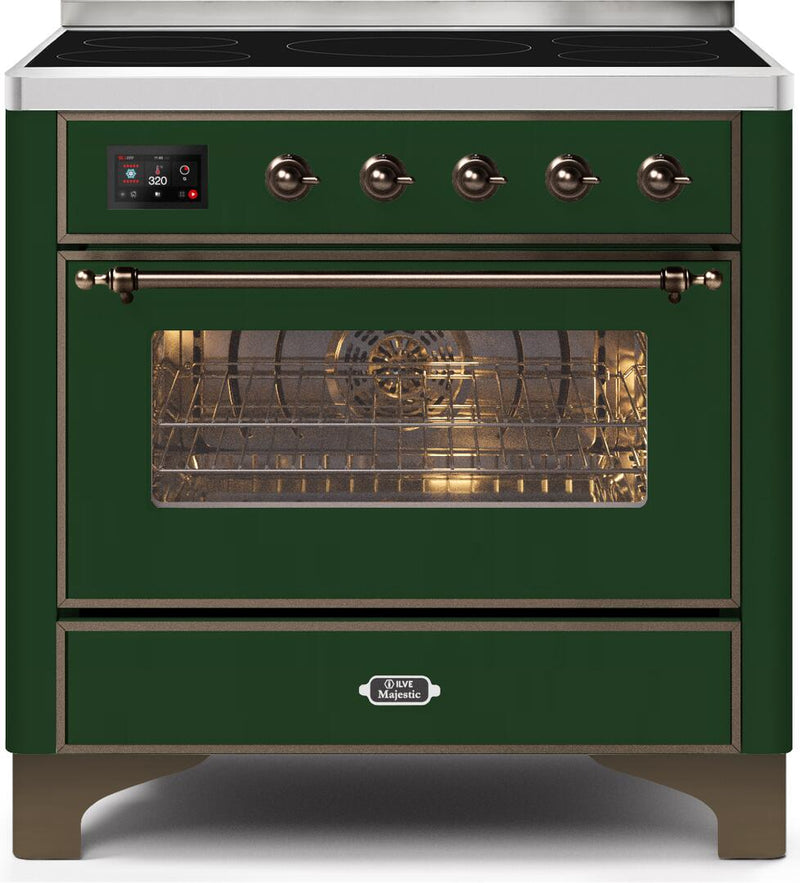 ILVE 36" Majestic II induction Range with 5 Elements - 3.5 cu. ft. Oven - Bronze Trim in Emerald Green (UMI09NS3EGB) Ranges ILVE 