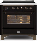 ILVE 36" Majestic II induction Range with 5 Elements - 3.5 cu. ft. Oven - Bronze Trim in Glossy Black (UMI09NS3BKB) Ranges ILVE 
