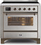 ILVE 36-Inch Majestic II induction Range with 5 Elements - 3.5 cu. ft. Oven - Bronze Trim in Stainless Steel (UMI09NS3SSB)