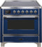 ILVE 36-Inch Majestic II induction Range with 5 Elements - 3.5 cu. ft. Oven - Chrome Trim in Blue (UMI09NS3MBC)