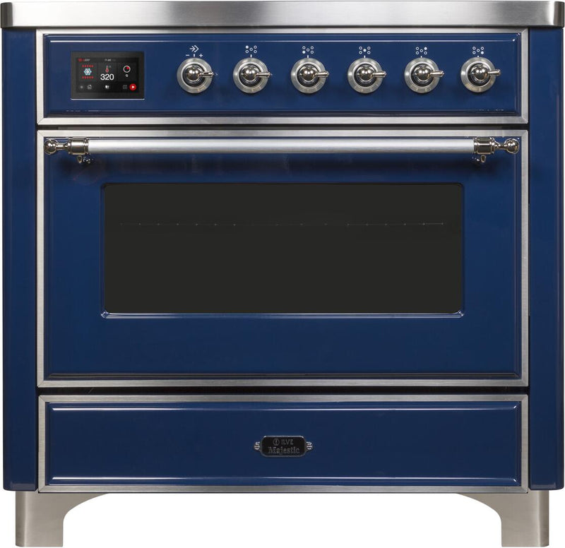 ILVE 36" Majestic II induction Range with 5 Elements - 3.5 cu. ft. Oven - Chrome Trim in Blue (UMI09NS3MBC) Ranges ILVE 