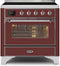 ILVE 36-Inch Majestic II induction Range with 5 Elements - 3.5 cu. ft. Oven - Chrome Trim in Burgundy (UMI09NS3BUC)