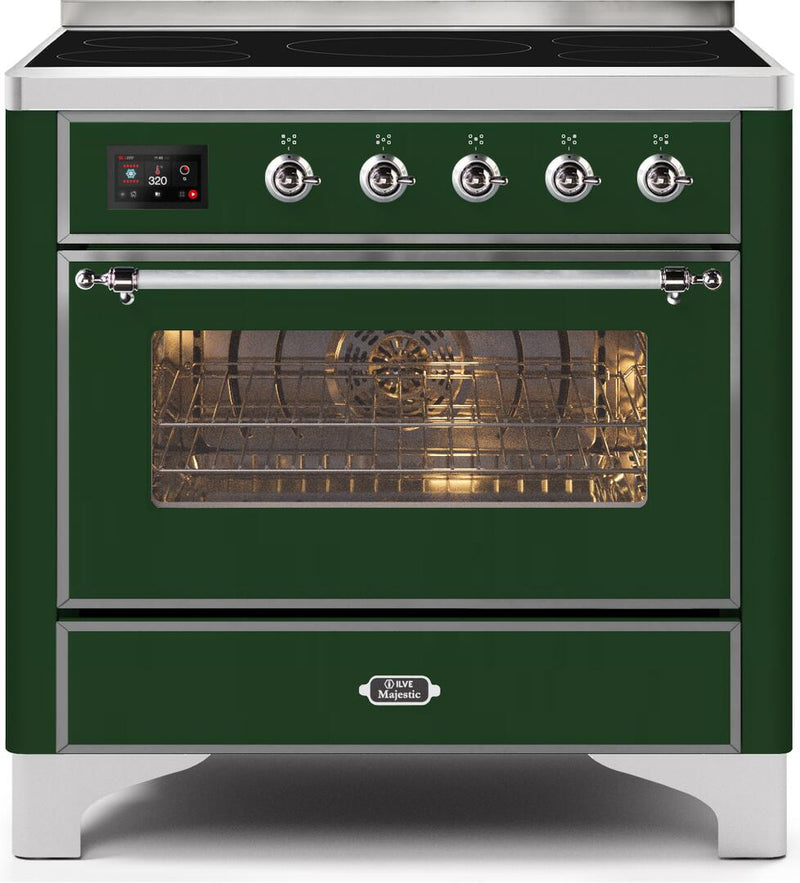 ILVE 36" Majestic II induction Range with 5 Elements - 3.5 cu. ft. Oven - Chrome Trim in Emerald Green (UMI09NS3EGC) Ranges ILVE 