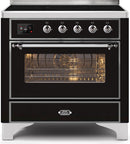 ILVE 36" Majestic II induction Range with 5 Elements - 3.5 cu. ft. Oven - Chrome Trim in Glossy Black (UMI09NS3BKC) Ranges ILVE 