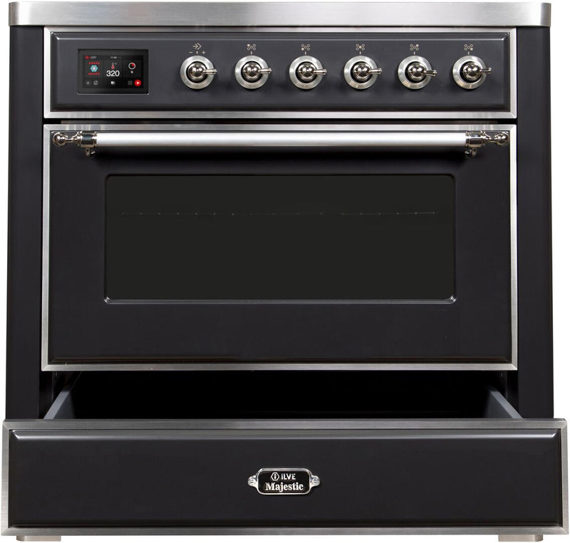 ILVE 36" Majestic II induction Range with 5 Elements - 3.5 cu. ft. Oven - Chrome Trim in Matte Graphite (UMI09NS3MGC) Ranges ILVE 