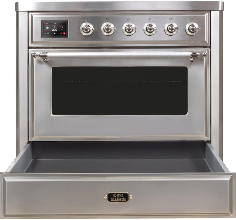 ILVE 36" Majestic II induction Range with 5 Elements - 3.5 cu. ft. Oven - Chrome Trim in Stainless Steel (UMI09NS3SSC) Ranges ILVE 