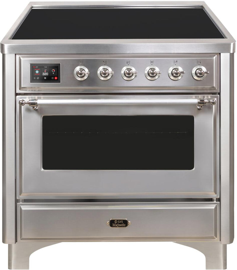 ILVE 36" Majestic II induction Range with 5 Elements - 3.5 cu. ft. Oven - Chrome Trim in Stainless Steel (UMI09NS3SSC) Ranges ILVE 