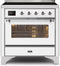 ILVE 36-Inch Majestic II induction Range with 5 Elements - 3.5 cu. ft. Oven - Chrome Trim in White (UMI09NS3WHC)