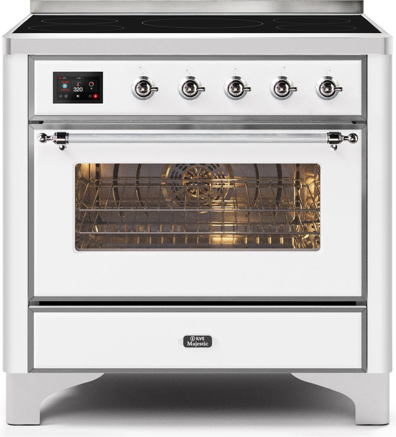 ILVE 36" Majestic II induction Range with 5 Elements - 3.5 cu. ft. Oven - Chrome Trim in White (UMI09NS3WHC) Ranges ILVE 