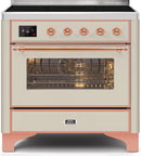 ILVE 36" Majestic II induction Range with 5 Elements - 3.5 cu. ft. Oven - Copper Trim in Antique White (UMI09NS3AWP) Ranges ILVE 