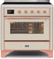 ILVE 36-Inch Majestic II induction Range with 5 Elements - 3.5 cu. ft. Oven - Copper Trim in Antique White (UMI09NS3AWP)