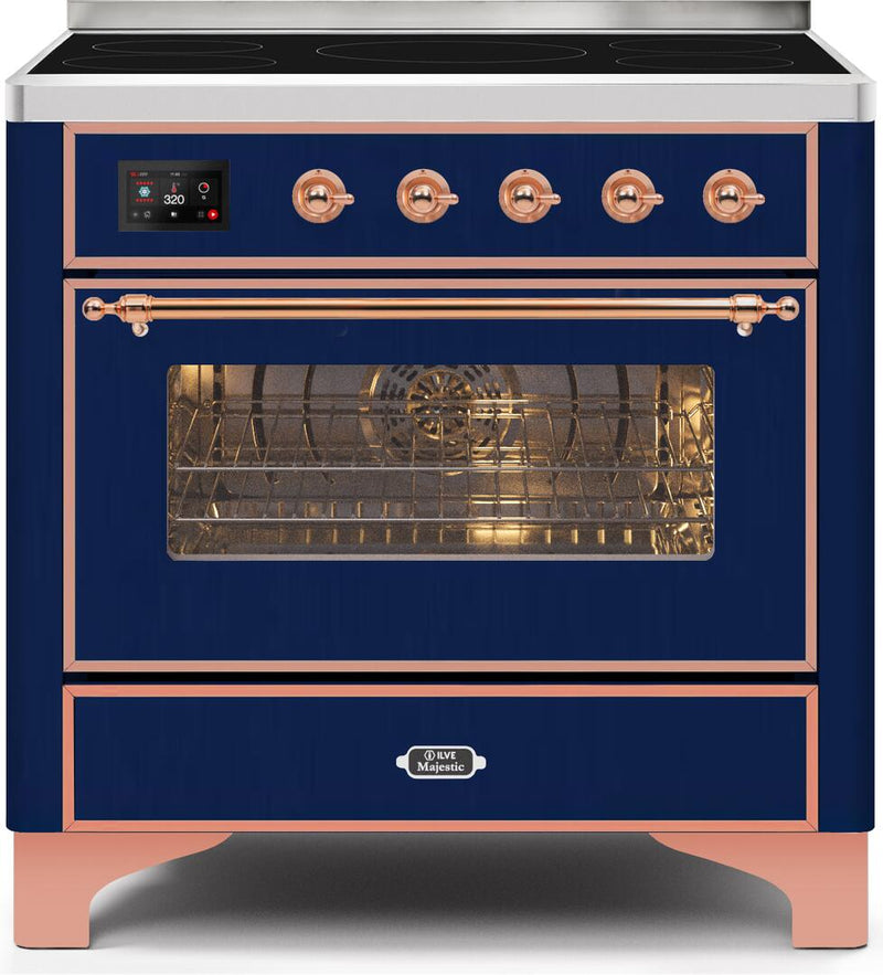 ILVE 36" Majestic II induction Range with 5 Elements - 3.5 cu. ft. Oven - Copper Trim in Blue (UMI09NS3MBP) Ranges ILVE 