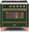 ILVE 36-Inch Majestic II induction Range with 5 Elements - 3.5 cu. ft. Oven - Copper Trim in Emerald Green (UMI09NS3EGP)