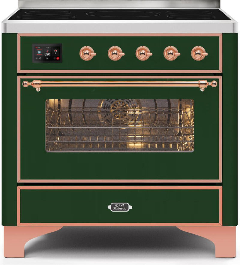 ILVE 36" Majestic II induction Range with 5 Elements - 3.5 cu. ft. Oven - Copper Trim in Emerald Green (UMI09NS3EGP) Ranges ILVE 