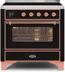 ILVE 36" Majestic II induction Range with 5 Elements - 3.5 cu. ft. Oven - Copper Trim in Glossy Black (UMI09NS3BKP) Ranges ILVE 