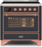 ILVE 36-Inch Majestic II induction Range with 5 Elements - 3.5 cu. ft. Oven - Copper Trim in Matte Graphite (UMI09NS3MGP)