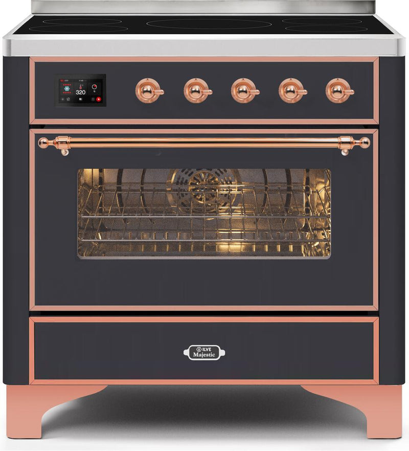 ILVE 36" Majestic II induction Range with 5 Elements - 3.5 cu. ft. Oven - Copper Trim in Matte Graphite (UMI09NS3MGP) Ranges ILVE 