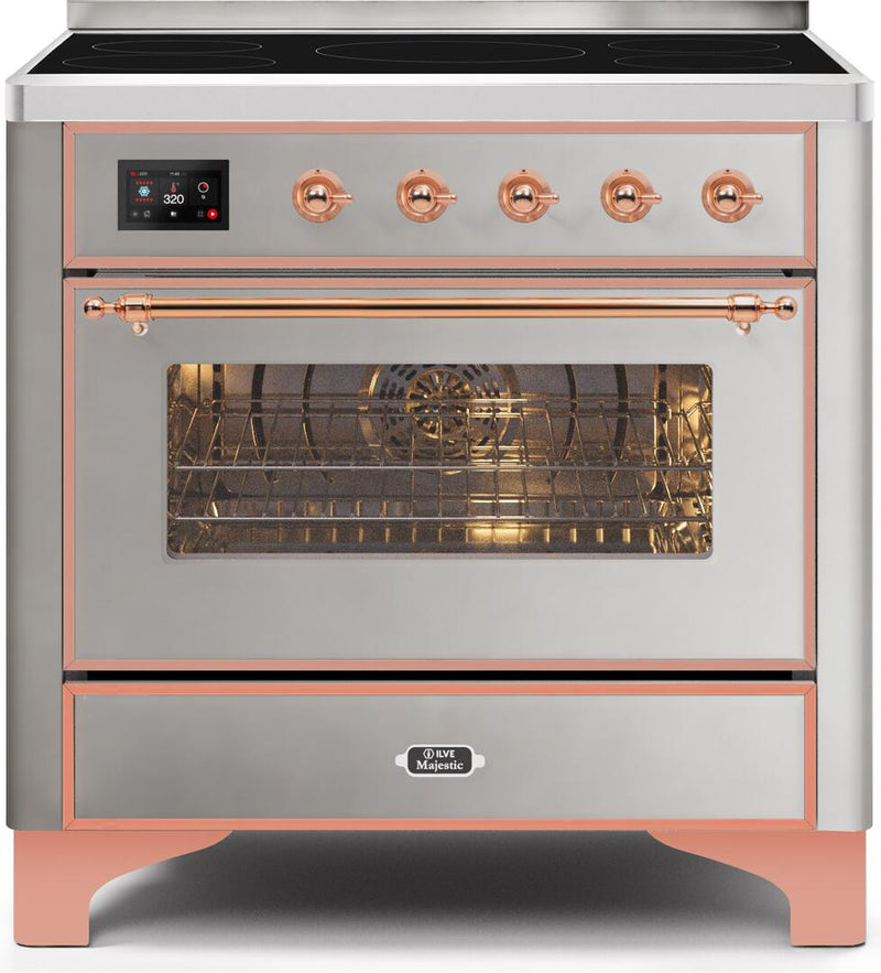 ILVE 36" Majestic II induction Range with 5 Elements - 3.5 cu. ft. Oven - Copper Trim in Stainless Steel (UMI09NS3SSP) Ranges ILVE 