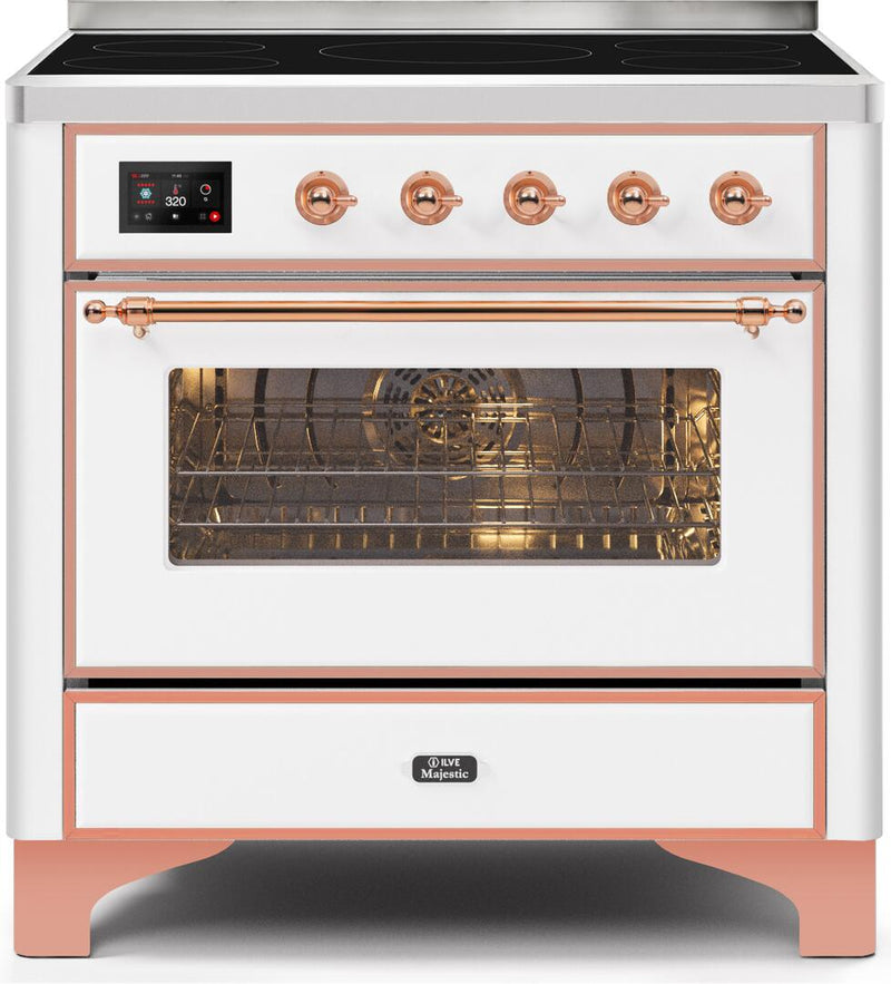 ILVE 36" Majestic II induction Range with 5 Elements - 3.5 cu. ft. Oven - Copper Trim in White (UMI09NS3WHP) Ranges ILVE 