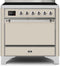 ILVE 36-Inch Majestic II induction Range with 5 Elements - 3.5 cu. ft. Oven - Solid Door - Antique White with Chrome Trim (UMI09QNS3AWC)