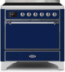 ILVE 36" Majestic II induction Range with 5 Elements - 3.5 cu. ft. Oven - Solid Door - Blue with Chrome Trim (UMI09QNS3MBC) Ranges ILVE 