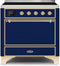 ILVE 36-Inch Majestic II induction Range with 5 Elements - 3.5 cu. ft. Oven - Solid Door - Brass Trim in Blue with Brass Trim (UMI09QNS3MBG)