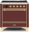 ILVE 36-Inch Majestic II induction Range with 5 Elements - 3.5 cu. ft. Oven - Solid Door - Brass Trim in Burgundy (UMI09QNS3BUG)