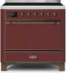 ILVE 36" Majestic II induction Range with 5 Elements - 3.5 cu. ft. Oven - Solid Door - Burgundy with Bronze Trim (UMI09QNS3BUB) Ranges ILVE 