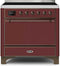ILVE 36-Inch Majestic II induction Range with 5 Elements - 3.5 cu. ft. Oven - Solid Door - Burgundy with Bronze Trim (UMI09QNS3BUB)