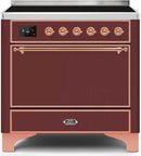 ILVE 36" Majestic II induction Range with 5 Elements - 3.5 cu. ft. Oven - Solid Door - Burgundy with Copper Trim (UMI09QNS3BUP) Ranges ILVE 