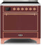 ILVE 36-Inch Majestic II induction Range with 5 Elements - 3.5 cu. ft. Oven - Solid Door - Burgundy with Copper Trim (UMI09QNS3BUP)