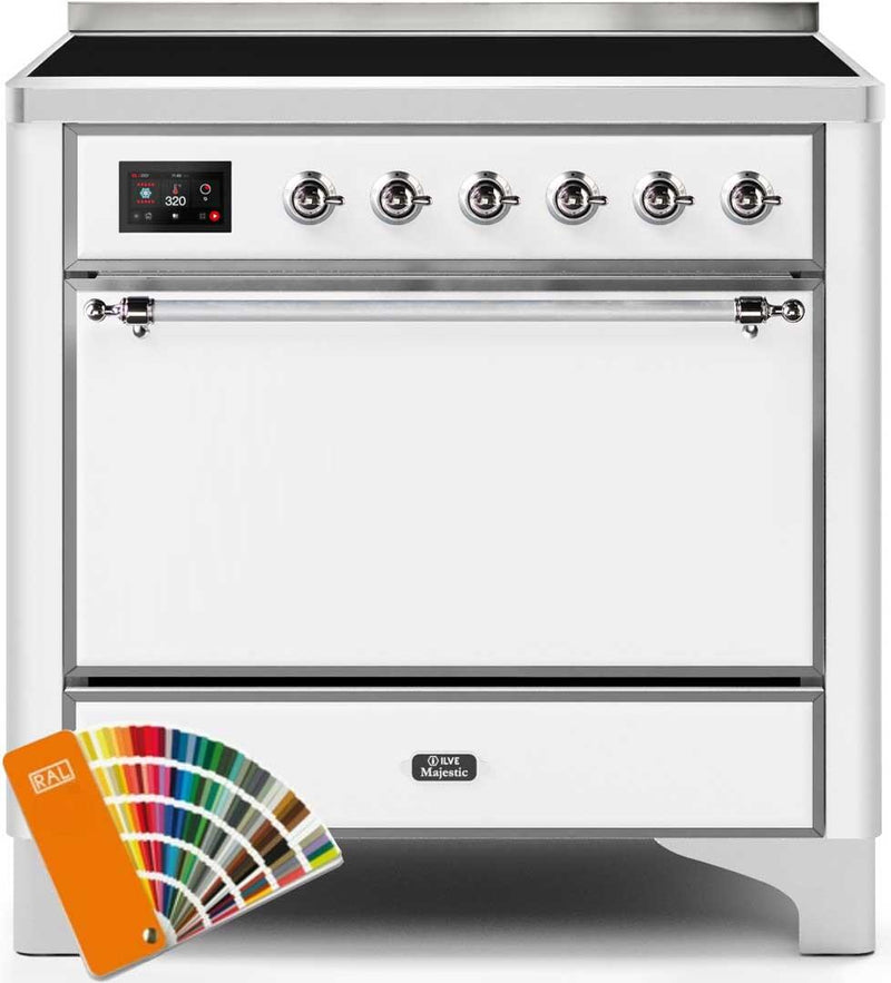 ILVE 36" Majestic II induction Range with 5 Elements - 3.5 cu. ft. Oven - Solid Door - Custom RAL Color with Chrome Trim (UMI09QNS3RALC) Ranges ILVE 