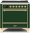 ILVE 36-Inch Majestic II induction Range with 5 Elements - 3.5 cu. ft. Oven - Solid Door - Emerald Green with Brass Trim (UMI09QNS3EGG)