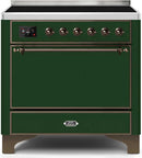 ILVE 36" Majestic II induction Range with 5 Elements - 3.5 cu. ft. Oven - Solid Door - Emerald Green with Bronze Trim (UMI09QNS3EGB) Ranges ILVE 