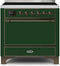 ILVE 36-Inch Majestic II induction Range with 5 Elements - 3.5 cu. ft. Oven - Solid Door - Emerald Green with Bronze Trim (UMI09QNS3EGB)