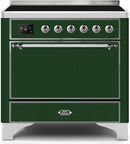 ILVE 36" Majestic II induction Range with 5 Elements - 3.5 cu. ft. Oven - Solid Door - Emerald Green with Chrome Trim (UMI09QNS3EGC) Ranges ILVE 