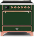 ILVE 36" Majestic II induction Range with 5 Elements - 3.5 cu. ft. Oven - Solid Door - Emerald Green with Copper Trim (UMI09QNS3EGP) Ranges ILVE 
