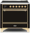 ILVE 36-Inch Majestic II induction Range with 5 Elements - 3.5 cu. ft. Oven - Solid Door - Glossy Black with Brass Trim (UMI09QNS3BKG)